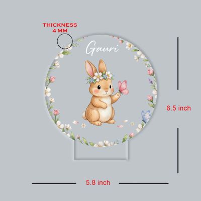 Customized Rabbit UV Print 3D LED Desk Lamp – Kids Room Gift
